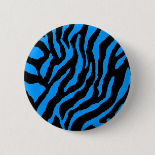 COREY TIGER 80s RETRO BLUE TIGER STRIPES 2 Inch Round Button