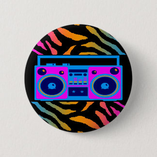 COREY TIGER 80s RETRO BOOMBOX TIGER STRIPES 2 Inch Round Button