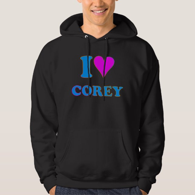 COREY TIGER 80's RETRO I LOVE COREY Hoodie (Front)