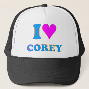 COREY TIGER 80's Retro I LOVE COREY Trucker Hat