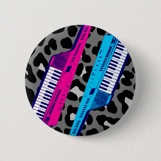 Corey Tiger 80's Retro Keytar Leopard Print 2 Inch Round Button