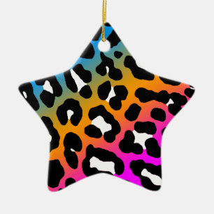 Corey Tiger 80s Retro Leopard Print Star Ornament