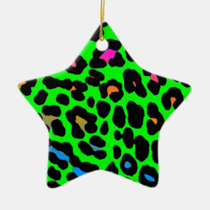Corey Tiger 80s Retro Leopard Print Star Ornament
