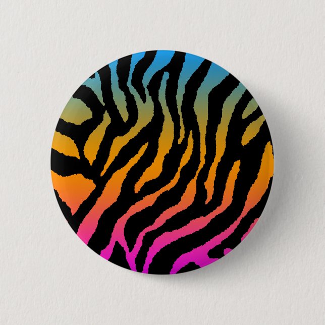 COREY TIGER 80s RETRO MULTICOLOUR TIGER STRIPES 2 Inch Round Button (Front)