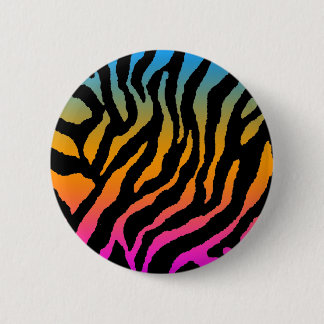 COREY TIGER 80s RETRO MULTICOLOUR TIGER STRIPES 2 Inch Round Button