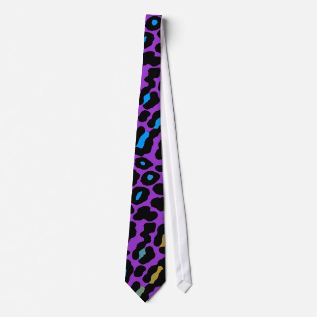 Corey Tiger 80s Retro Neon Leopard Print Tie (Front)