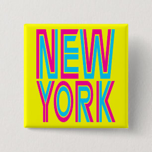 Corey Tiger 80s Retro New York 2 Inch Square Button
