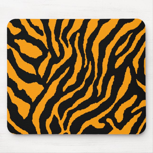 COREY TIGER 80's RETRO ORANGE BLACK STRIPES Mouse Pad (Front)
