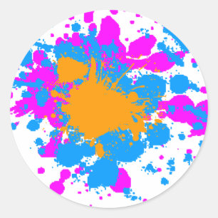Corey Tiger 80s Retro Paint Splatter (Multicolor) Classic Round Sticker