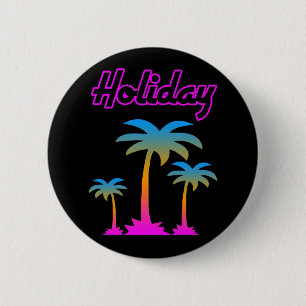 COREY TIGER 80s RETRO PALM TREES HOLIDAY ISLAND 2 Inch Round Button