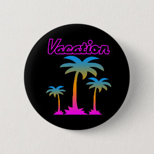 COREY TIGER 80s RETRO PALM TREES VACATION TROPICS 2 Inch Round Button