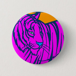 COREY TIGER 80s RETRO PINK JUNGLE TIGER 2 Inch Round Button