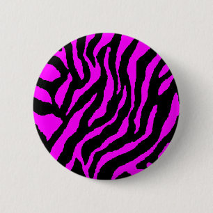 COREY TIGER 80s RETRO PINK TIGER STRIPES 2 Inch Round Button