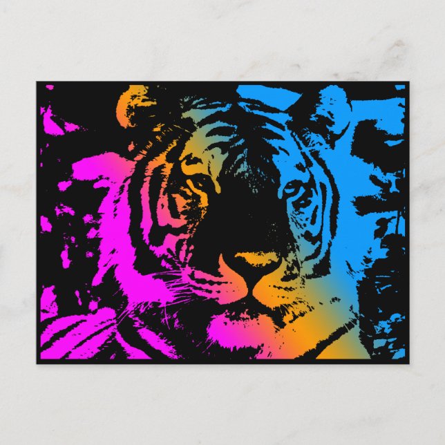 COREY TIGER '80s RETRO PYSCHEDELIC TIGER FACE Postcard (Front)