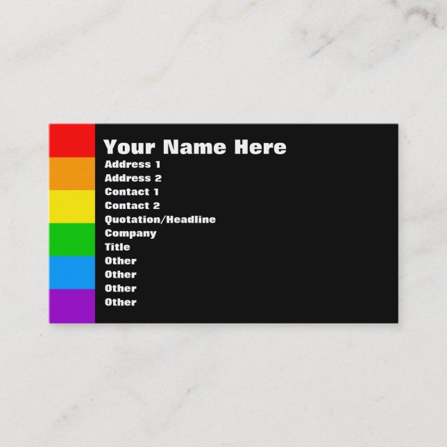 Corey Tiger 80s Retro Rainbow Business Card (Front)