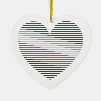 Corey Tiger 80s Retro Rainbow Stripe Heart Ceramic Ornament