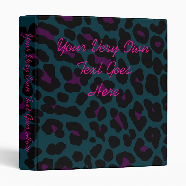 Corey Tiger 80s Retro Style Midnight Leopard Print Binder (Front/Spine)