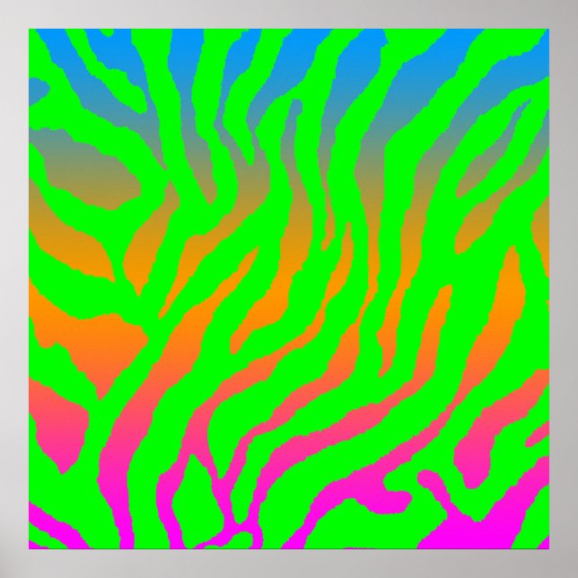 Corey Tiger 80s Retro Tiger Pattern Poster (Front)