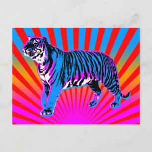Corey Tiger 80s Retro Tiger Rising Sun Postcard