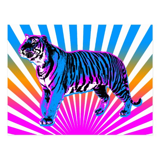 Corey Tiger 80s Retro Tiger Rising Sun Postcard