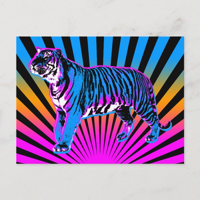 Corey Tiger 80s Retro Tiger Rising Sun Postcard (Front)