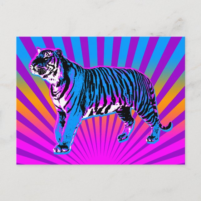 Corey Tiger 80s Retro Tiger Rising Sun Postcard (Front)