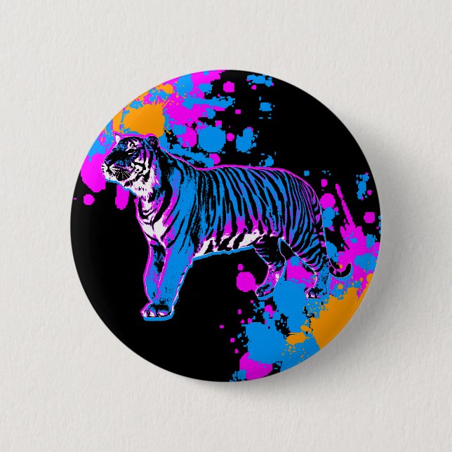 Corey Tiger 80s Retro Tiger Splatter Pin (Front)