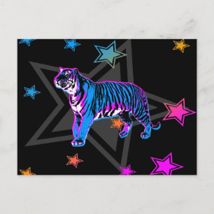 Corey Tiger 80's Retro Tiger & Stars Postcard