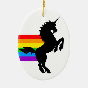 Corey Tiger 80s Retro Unicorn Rainbow Ceramic Ornament