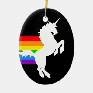 Corey Tiger 80s Retro Unicorn Rainbow Ceramic Ornament