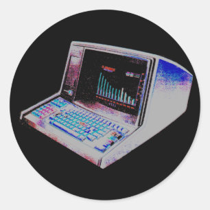 COREY TIGER 80s RETRO VINTAGE COMPUTER Classic Round Sticker