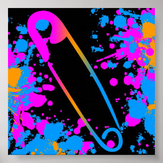 Corey Tiger 80s Safety Pin Paint Splatter Poster