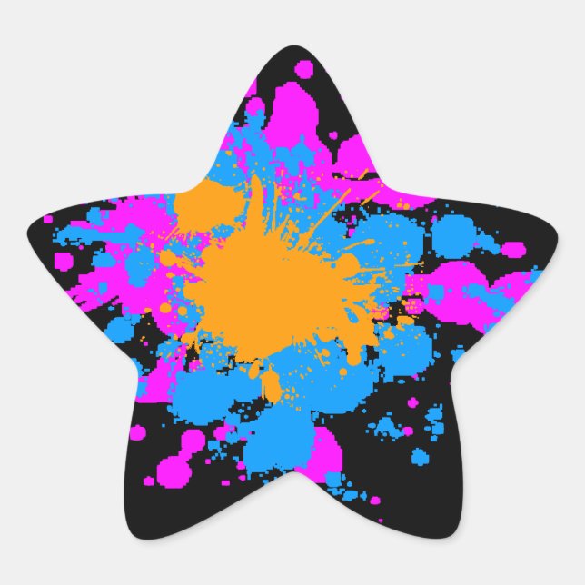 Corey Tiger 80s Splatter Paint Star Sticker (Front)