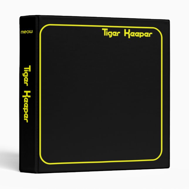 Corey Tiger 80s Style Tiger Keeper Black & Yellow Binder (Front/Spine)