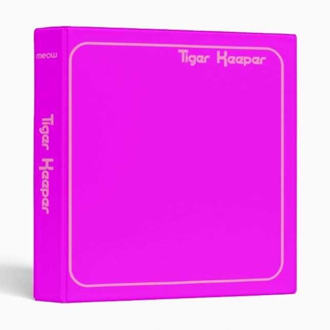 Corey Tiger 80s Style Tiger Keeper Pink Binder (Front/Spine)