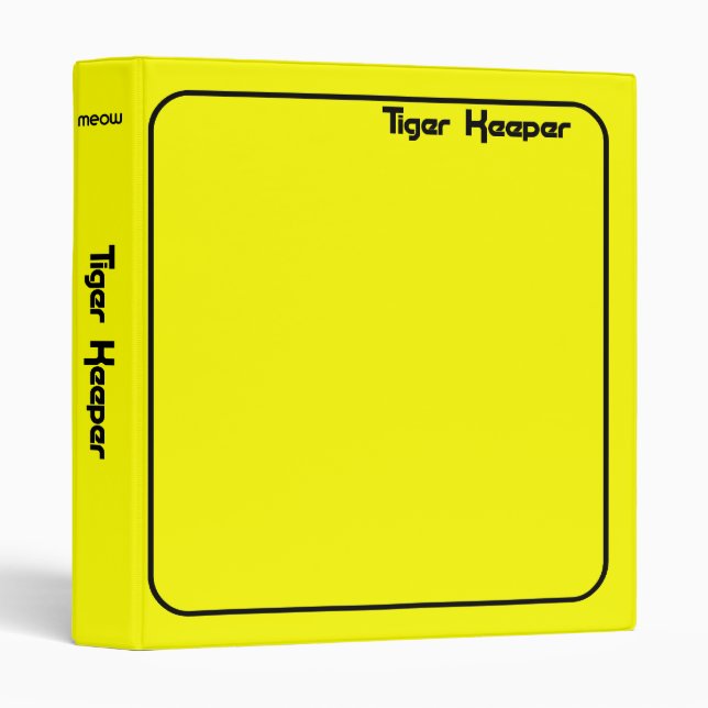 Corey Tiger 80s Style Tiger Keeper Yellow & Black Binder (Front/Spine)