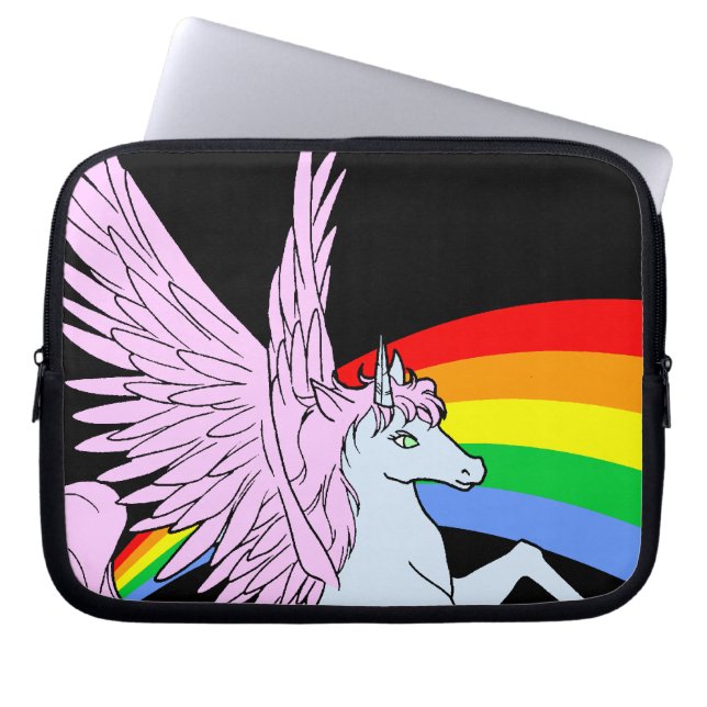 Corey Tiger 80s Unicorn Rainbow Laptop Sleeve (Front)