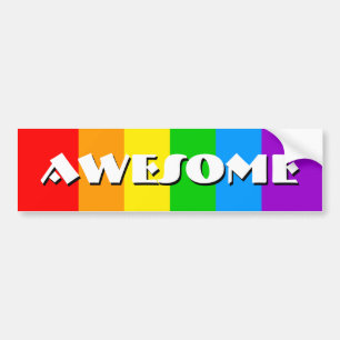 Corey Tiger 80s Vintage Awesome Rainbow Bumper Sticker