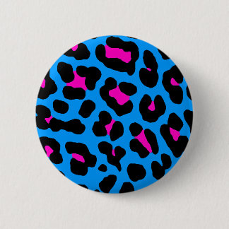 Corey Tiger 80s Vintage Blue Leopard 2 Inch Round Button