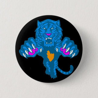 Corey Tiger 80s Vintage Fierce Pouncing Tiger 2 Inch Round Button