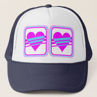 Corey Tiger 80s Vintage Heart & Stripes Trucker Hat