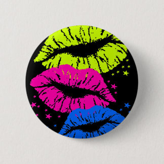 Corey Tiger 80s Vintage Lips & Stars Kisses 2 Inch Round Button