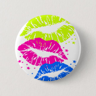 Corey Tiger 80s Vintage Lips & Stars Kisses 2 Inch Round Button