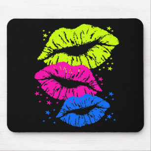 Corey Tiger 80s Vintage Lips & Stars Kisses Mouse Pad