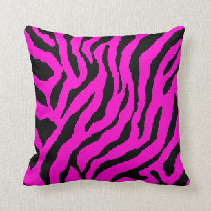 Corey Tiger 80s Vintage Neon Animal Stripes Throw Pillow