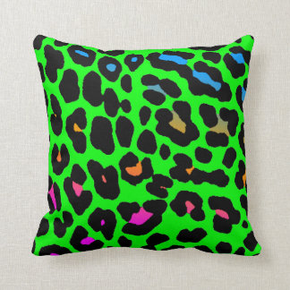 Corey Tiger 80s Vintage Neon Leopard Print Throw Pillow