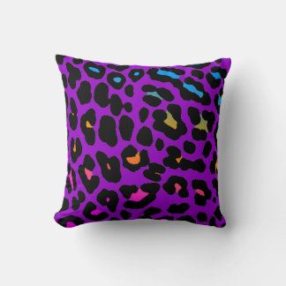 Corey Tiger 80s Vintage Neon Leopard Print Throw Pillow