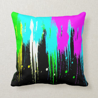 Corey Tiger 80s Vintage Neon Paint Drip Throw Pillow