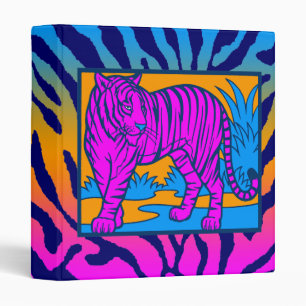 Corey Tiger 80s Vintage Neon Pink Tiger Jungle Binder