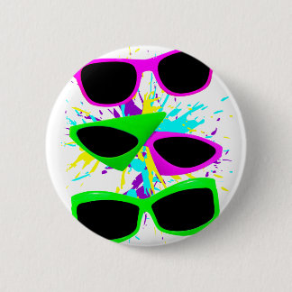 Corey Tiger 80s Vintage Neon Sunglasses Splatter 2 Inch Round Button
